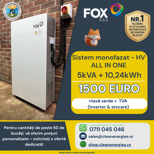 [FOXAVOCP1005H] All In One hibrid monofazat FoxESS Avocado P100-5-H (invertor 5kW + acumulator 10,24kWh)