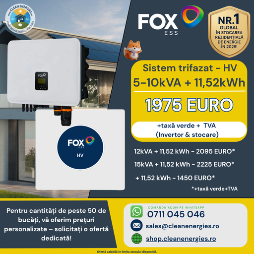 [FOXP310KEP12] Pachet FOX - Invertor hibrid TPh 10 kW / Acumulator EP12 11,52 kWh, HV